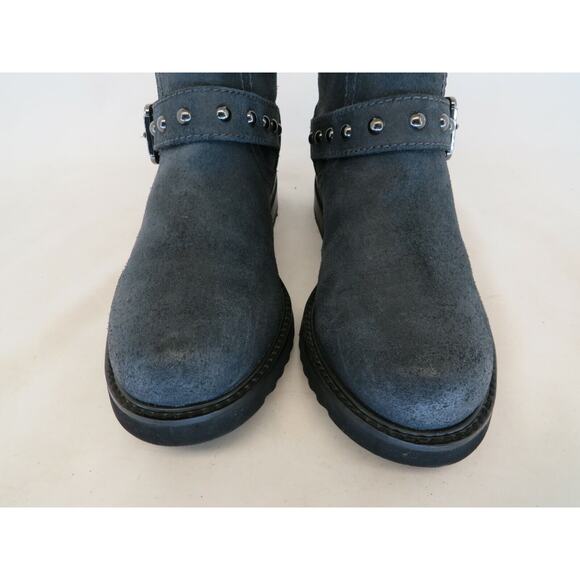 NINE WEST Womens Size 6 M Navy Suede Buckle Studded Fashion Ankle Boots Booties - Picture 6 of 10